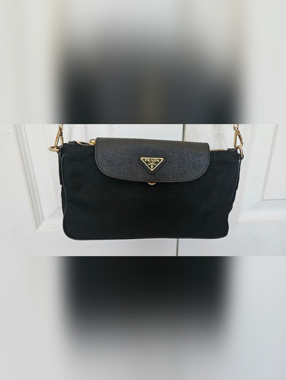 Authentic Prada Tessuto & Saffiano Crossbody Bag / Clutch (Nero/Black) - Picture 14 of 14